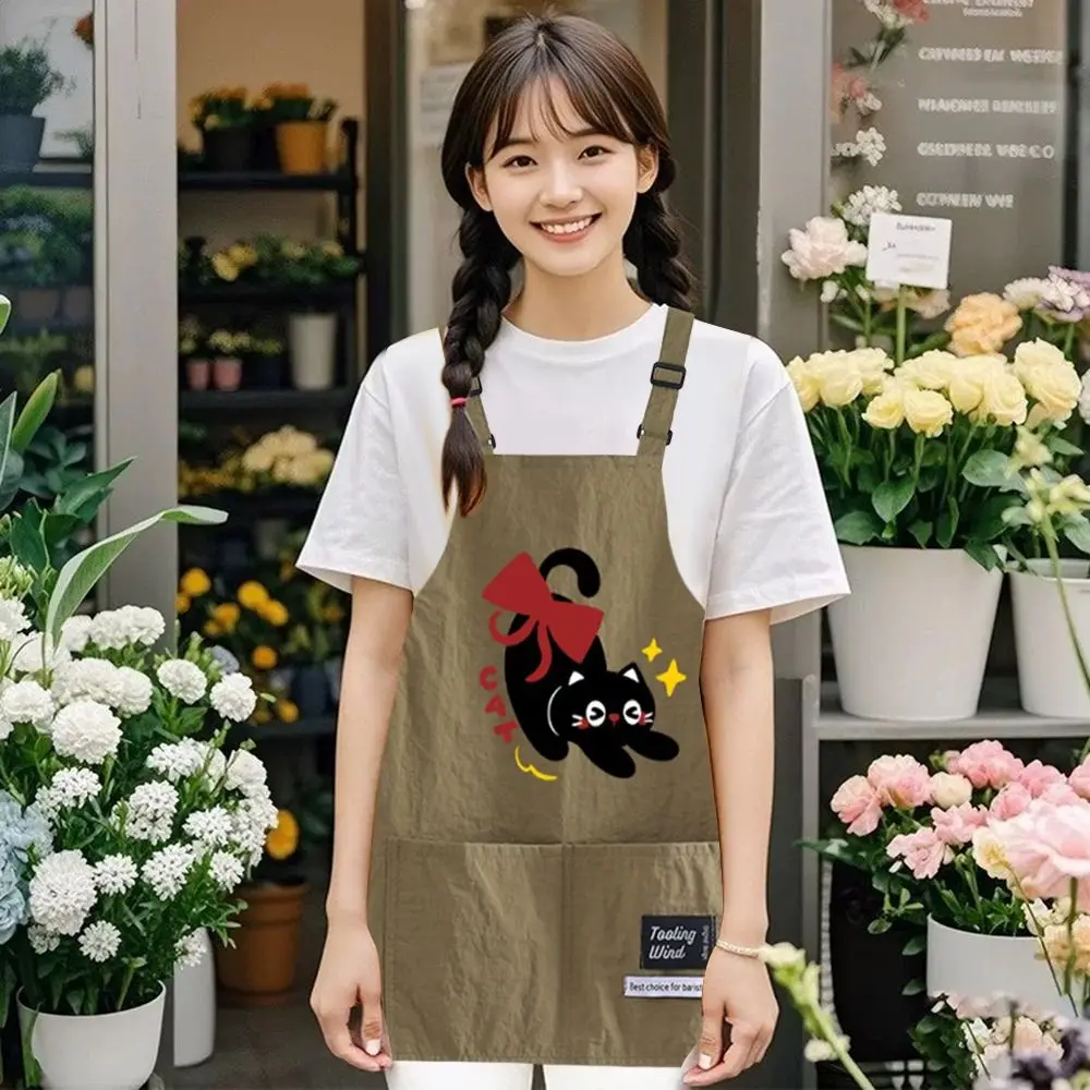 Portable Cartoon Kitchen Apron Adjustable Waterproof Chef Apron Sleeveless Oil-proof Cooking Smock for Home Kitchen