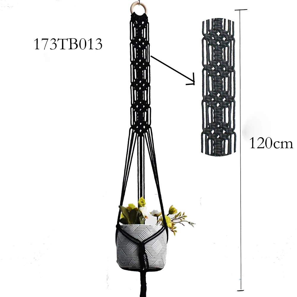Wieszak na rośliny makramy w kolorze czarnym do garnka dobrej jakości uchwyt na makrama