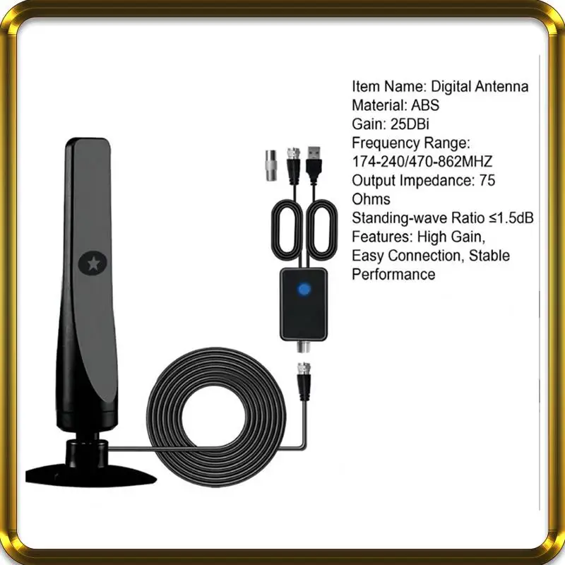 

-A95Z 2X TV Antenna High Gain Indoor Digital Antenna Amplified Signal Booster For Wide Range HDTV Reception Home TV
