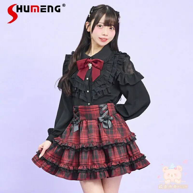 

SC Japanese Mine Women's Shirt and Blouses Spring and Summer New 2026 Sweet Girl's Cute Bow Lace Long-sleeved Shirt Top Mujer