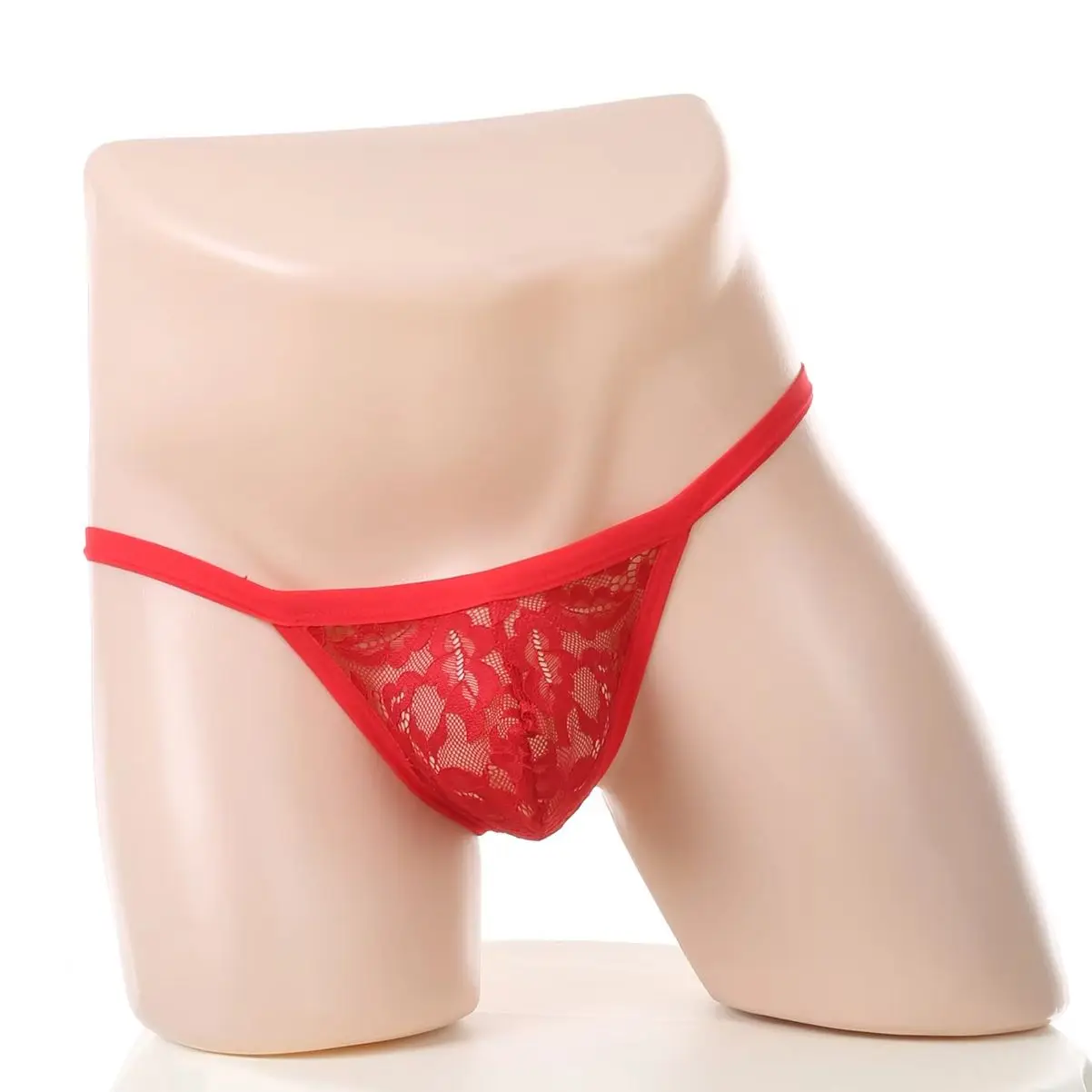 

Men Lace Underwear Hollow Out Sexy Thongs G-string See Through Ultra-Thin Panties T-back Mans Breathable Low Rise Lingerie