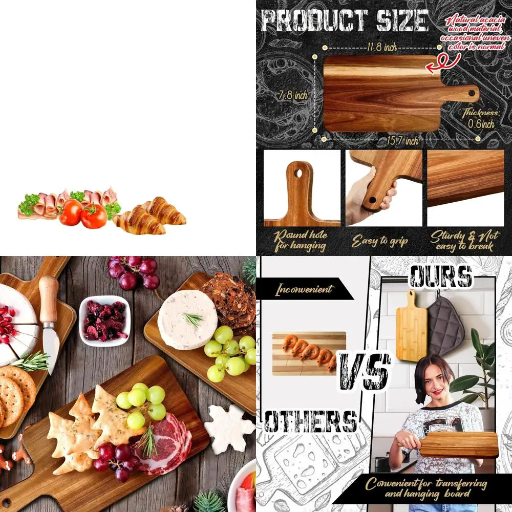 

Acacia Wood Chopping Boards, 10-Piece Set, 15.7x7.8, Serving & Cutting for Kitchen Use