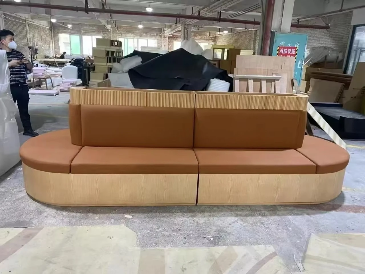 Light luxury retro hotel rest reception oval card seat double-sided sofa