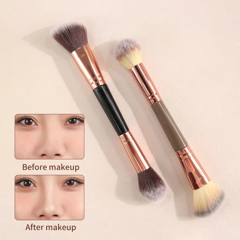 1 pc ferramenta facial cosmética pincel de maquiagem de ponta dupla - contorno escultura em pó blush