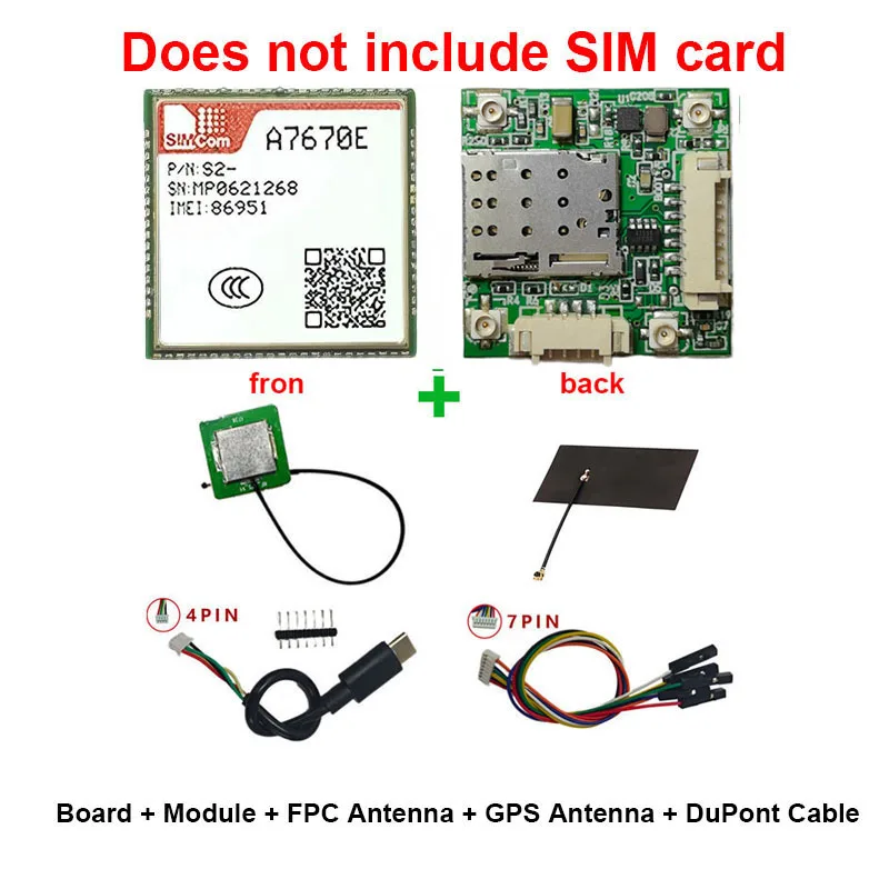 SIMCOM A7670 A7670E-FASE Módulo de Desarrollo de Placa Base Mimi Core LTE CAT1 4G 2G GNSS Kit de Conexión para Europa/Oriente Medio/África