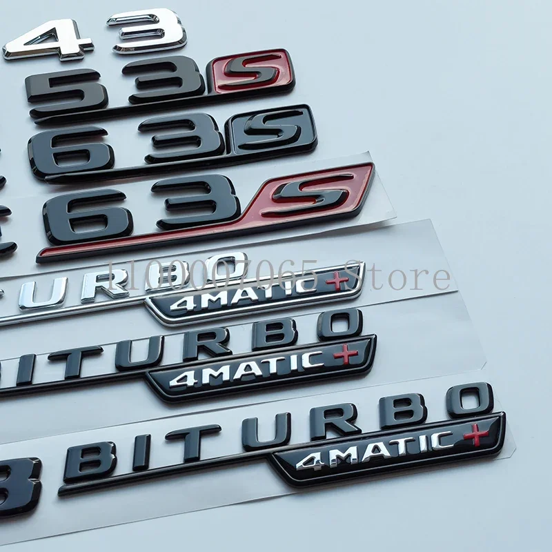 2017 Letters E43 E53 E63 E63S V8 Biturbo Turbo 4matic ABS Emblem for Car Fender Trunk Rear W212 W213 Sticker