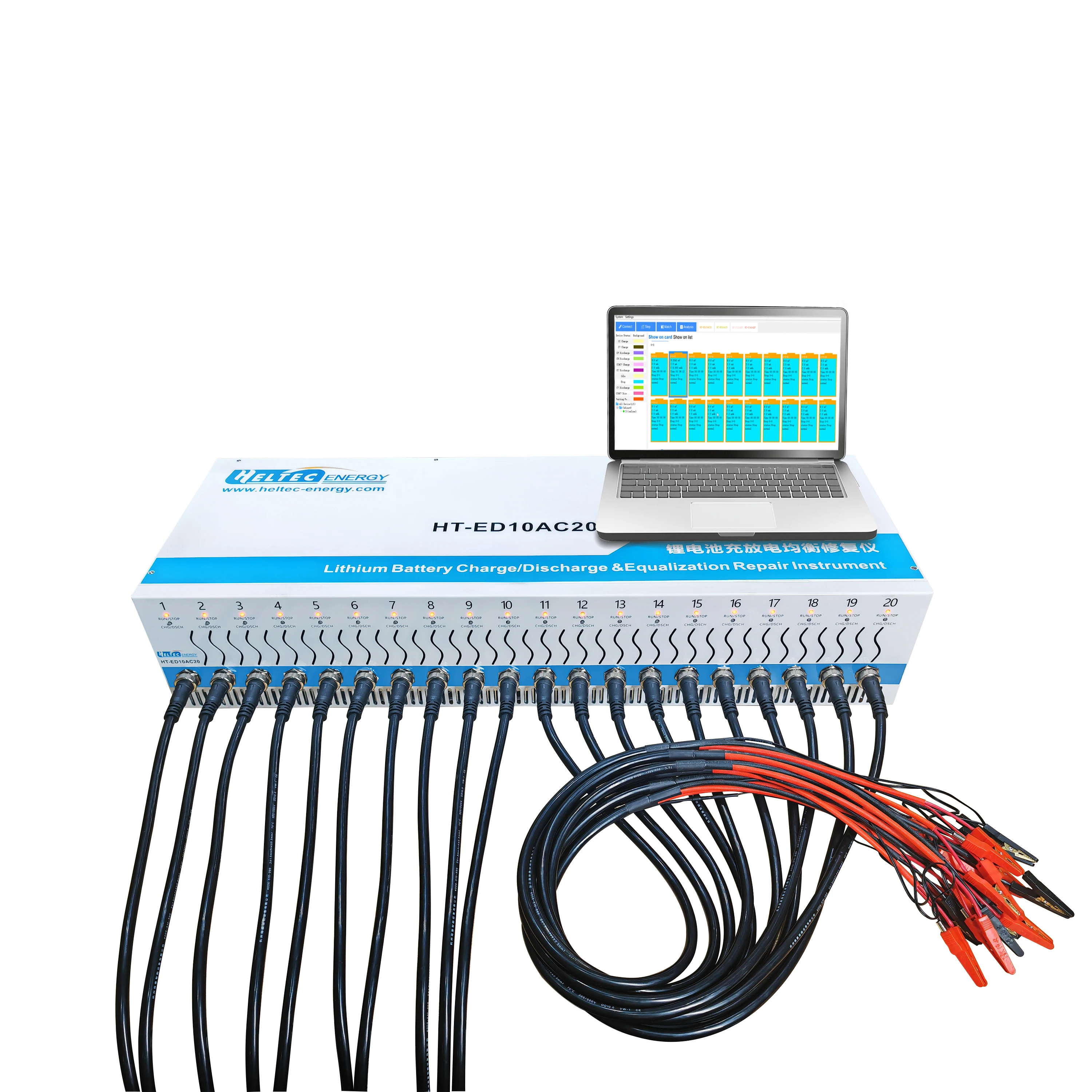 Heltec testador de carga e descarga de bateria, equalizador, testador de carga de capacidade, 10a, 20 canais, máquina de reparo do analisador de bateria