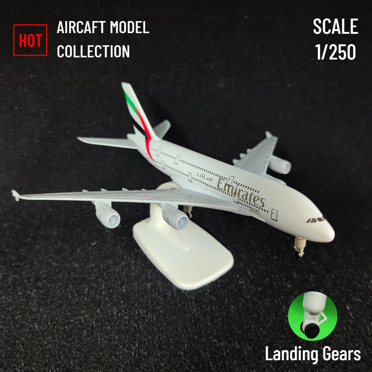 1:250 Metal Aircraft Model Replica Fly Emirates A380 Airplane Scale Miniature Art Decoration Diecast Aviation Collectible Toy