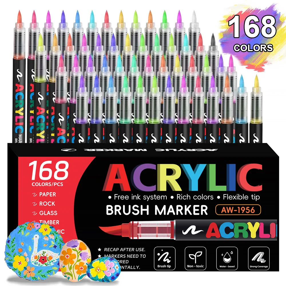 Rotulador acrílico de 12/24/48/60 colores, pincel de pintura, bolígrafo para colorear, bricolaje, Graffiti, arte, suministros para escuela y oficina