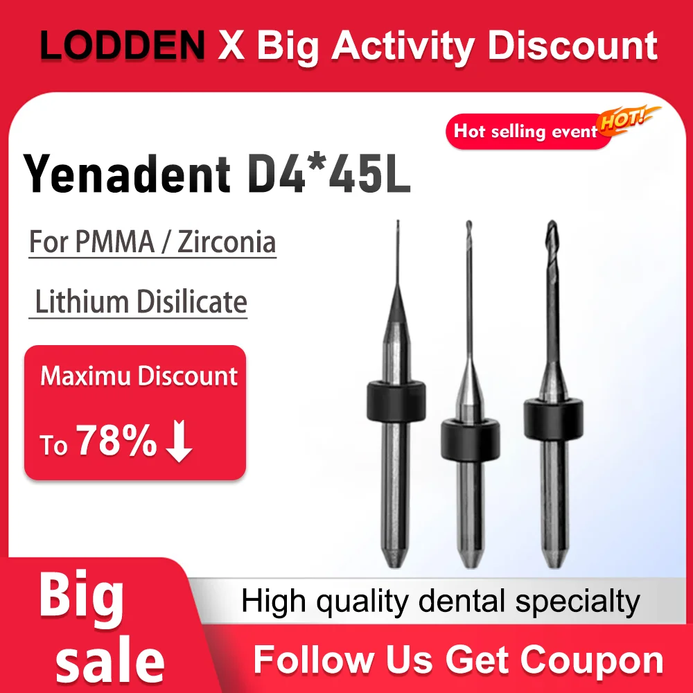 Yenadent Zirconia Shank DC Diamond PMMA Lithium Disilicate Coating Milling Cutter Diameter DrillDental Milling Burs material