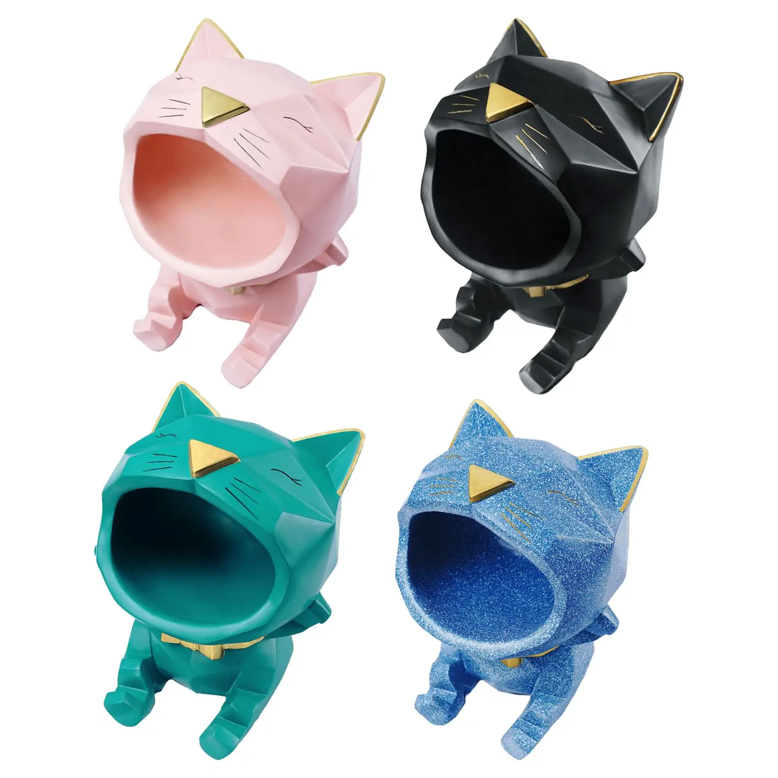 Mouth Cat Figurine Storage Box Snack Holder for Desk Desktop Livingroom