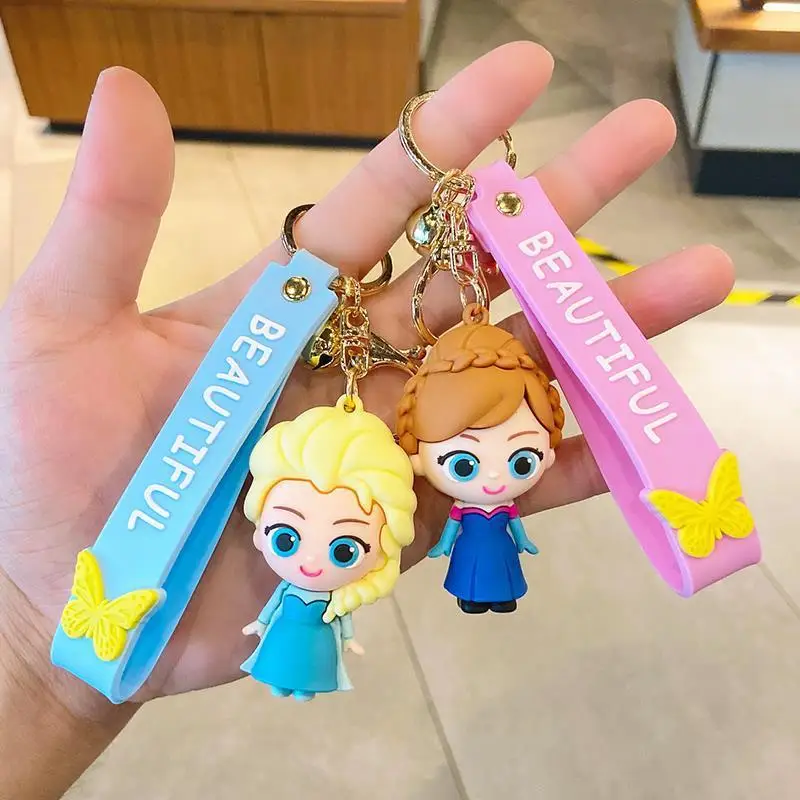 Creative Cartoon Frozen Series Key Chain Female Cute Drop Glue Doll Key Chain Ring