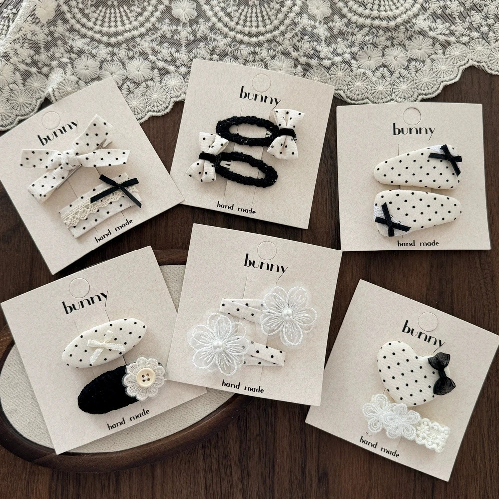 

Baby Girls Snap Clips Children Dot Print Hairpin Little Girl Hair Accessories Kids Side Clips Cute Fabric Covered Hairclips