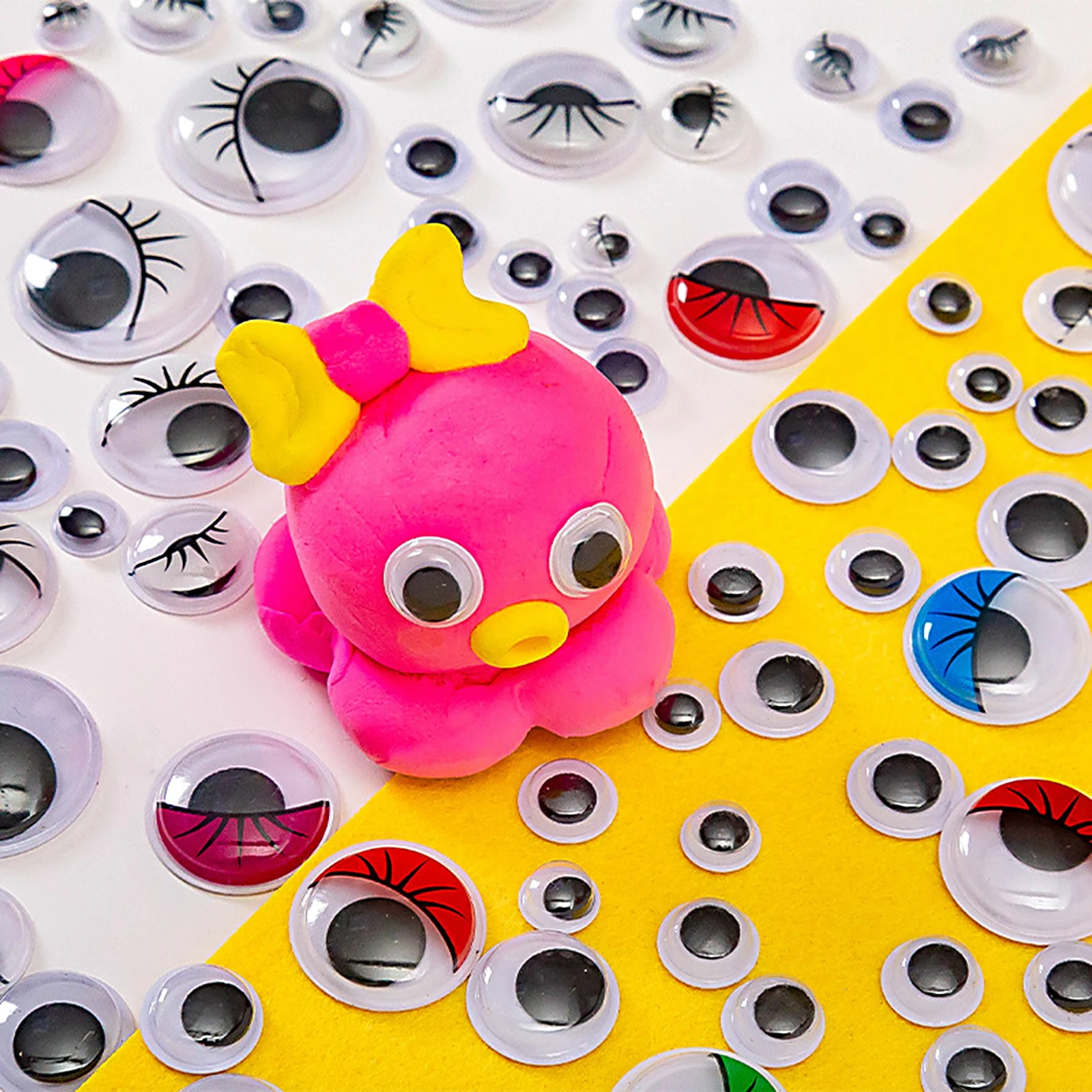 600Pcs/Box Self-Adhesive Wiggly Googly Doll Eye Movable Simulation Cartoon Dolls Animal Eyeball DIY Children Craft Accessories