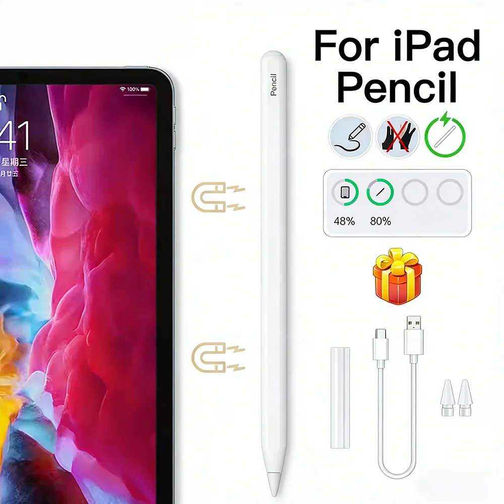 For Apple Pencil 2 Magnetic Charging Palm Rejection Stylus Pen for IPad Air 5 4 Pro 11 10.9 Mini 7 6 Accessories for IPad Pencil