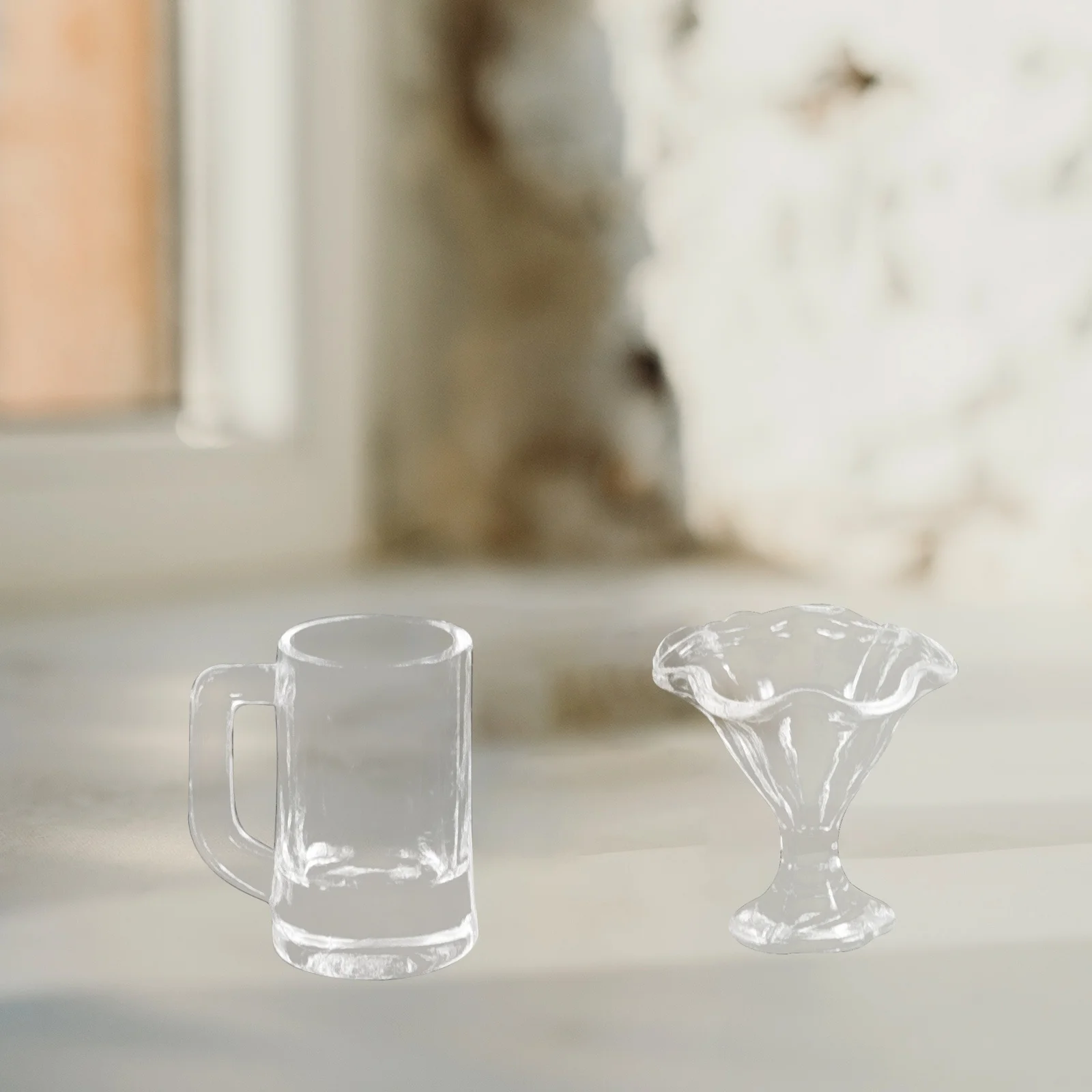 

Miniature Dessert Cup Set Durable Plastic Mini Cups Miniature Tableware for Micro Landscape Mini House Kitchen Accessories