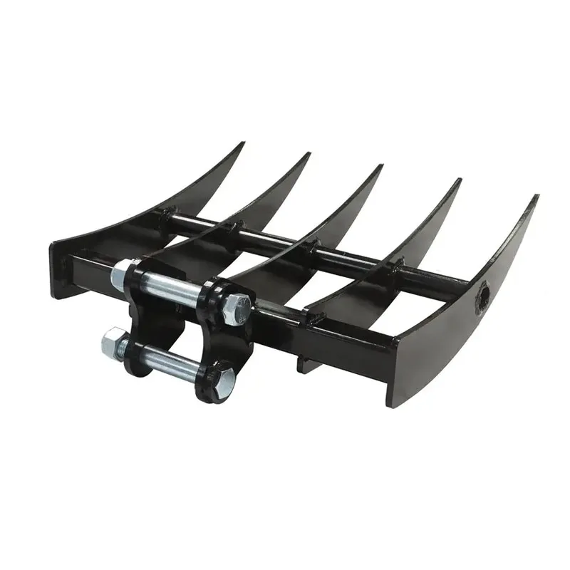 Mini Excavator Rake Attachment Small Digger Steel Loosening Rake For Lawn Agriculture Fallen Leaves Cleaning