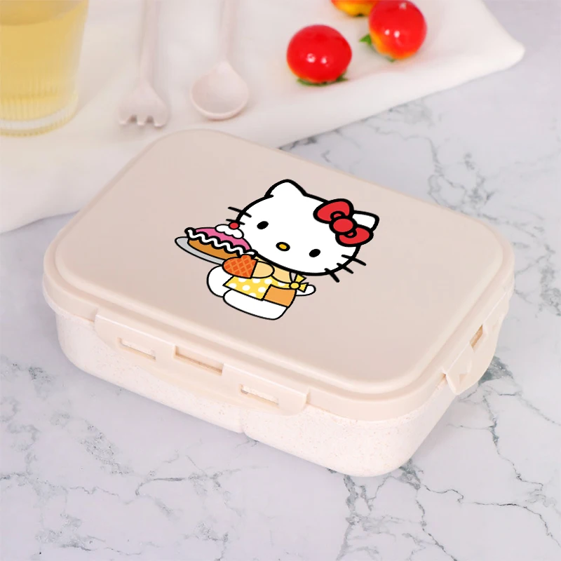 Sanrio Hello Kitty 3 Grids Lunchbox voor Kinderen Nieuwe Kawaii Bento Cases Student School Picknick Voedsel Opslag Containers Kinderen gift