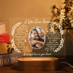 Personalized Unique Sympathy Gift For Custom In Memory Of Loved Light Up Picture Frames With Photo Text Memorial Plaque Lamp