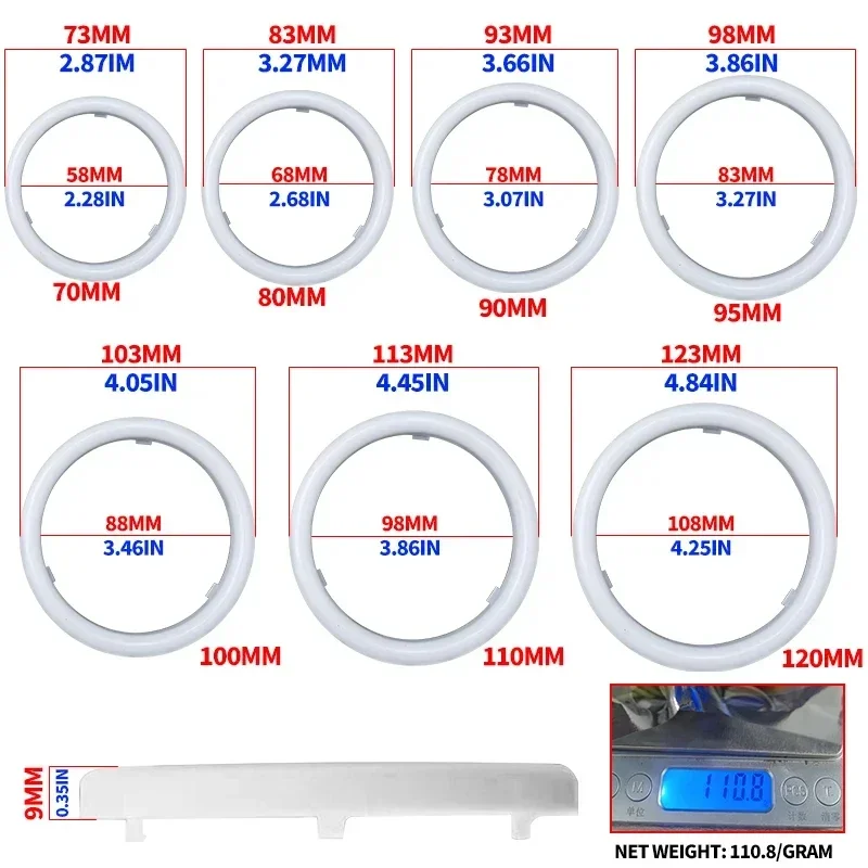 1PC 9-30V RGB Cotton LED Angel Eyes Halo Rings 60mm 70mm 80mm LED Headlight Lamps For Motorcycle DRL Eyes APP Control Decorative