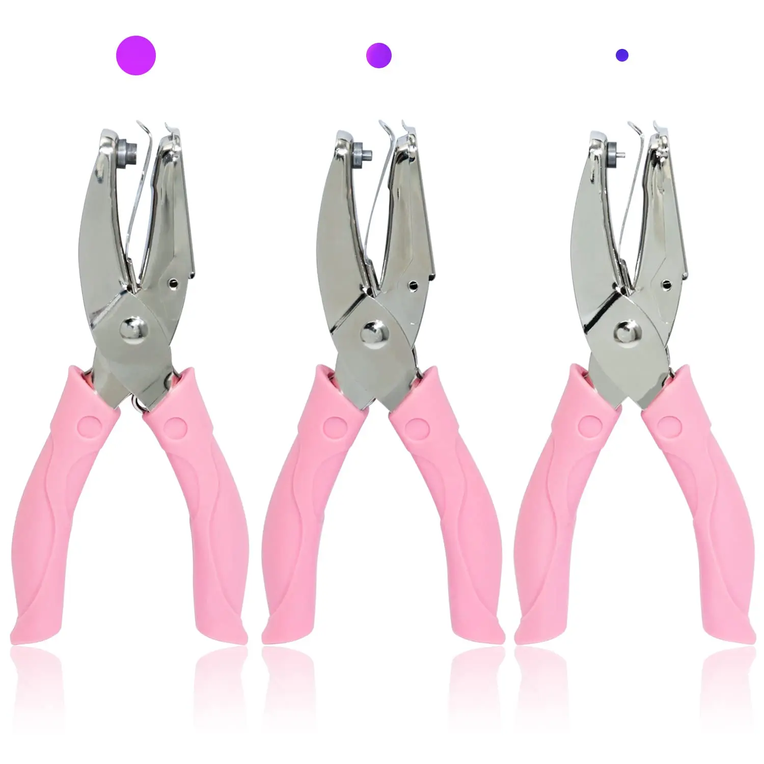 

Набор из 3 металлических ручных дыроколов с пластиковыми ручками для поделок, изготовления бирок, круглых отверстий разного размера