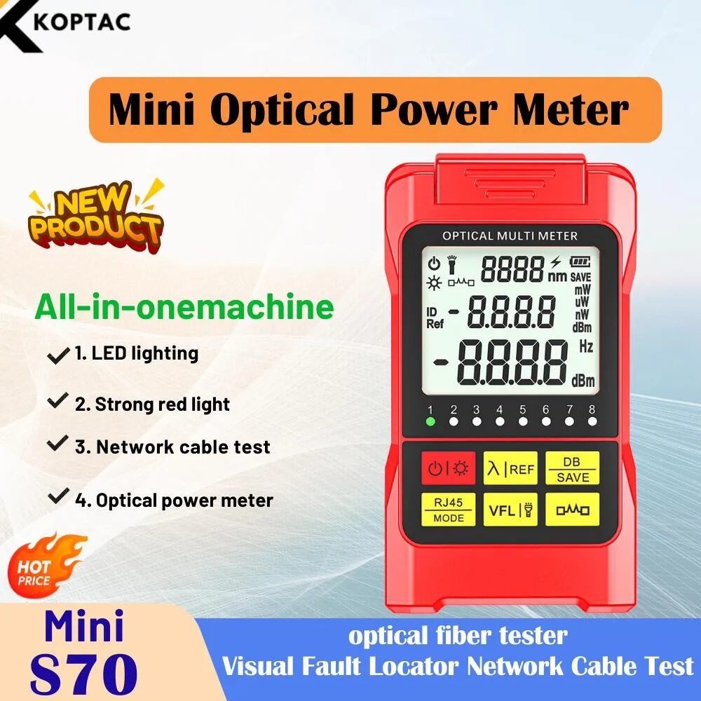 

Мини-мощность, красный свет, выцветающий светодиод + VFL + RJ45, сетевой тестер «все в одном», мини-измеритель оптической мощности, визуальный локатор неисправностей, сетевой кабель, тест