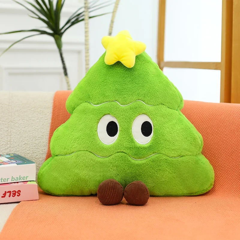 سلسلة شجرة عيد الميلاد الكرتونية مع التعبير شجرة عيد الميلاد القطيفة دمية وسادة عطلة ديكور للبنين والبنات هدايا عيد الميلاد