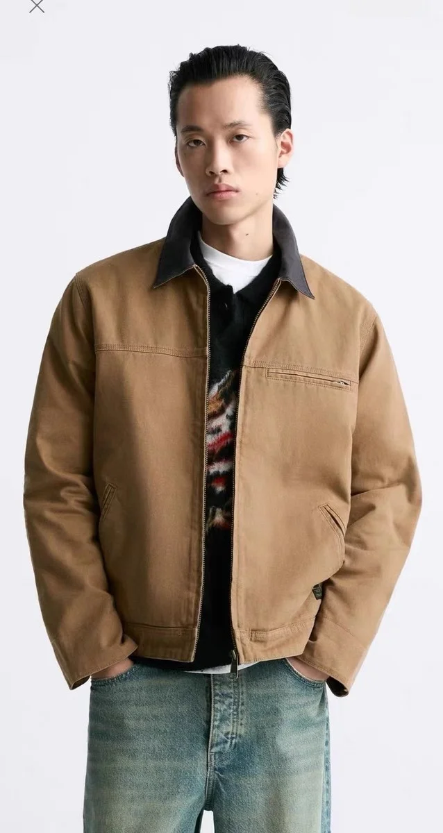 

Fall New Men's Texture Jaet Outerwear 538452 Stand Fit Iron-Free Youthful Daily American Sle Long Sve Coat