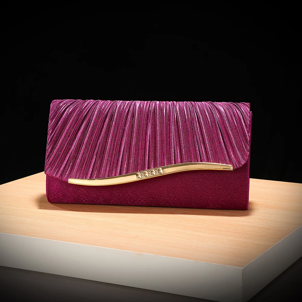 

Elegant Retro Dinner Bag Small Metal Embellished Pleated Handbag Classic All-in-One Evening Bag Stylish Romantic Storage Solutio