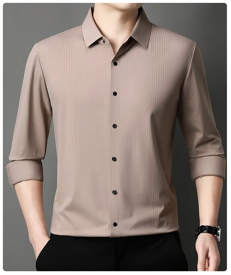 

Men's Stretch Stripe Shirt - Elegant Slim Fit Long Sleeve for Business Casual | Wrinkle-Resistant Office-to-Commute Wear​ M-4XL