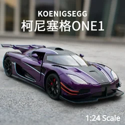 1:24 Koenigsegg ONE1 Supercar Alloy Die Cast Toy Car Model Sound and Light Pull Back Children's Toy Collectibles Birthday Gift