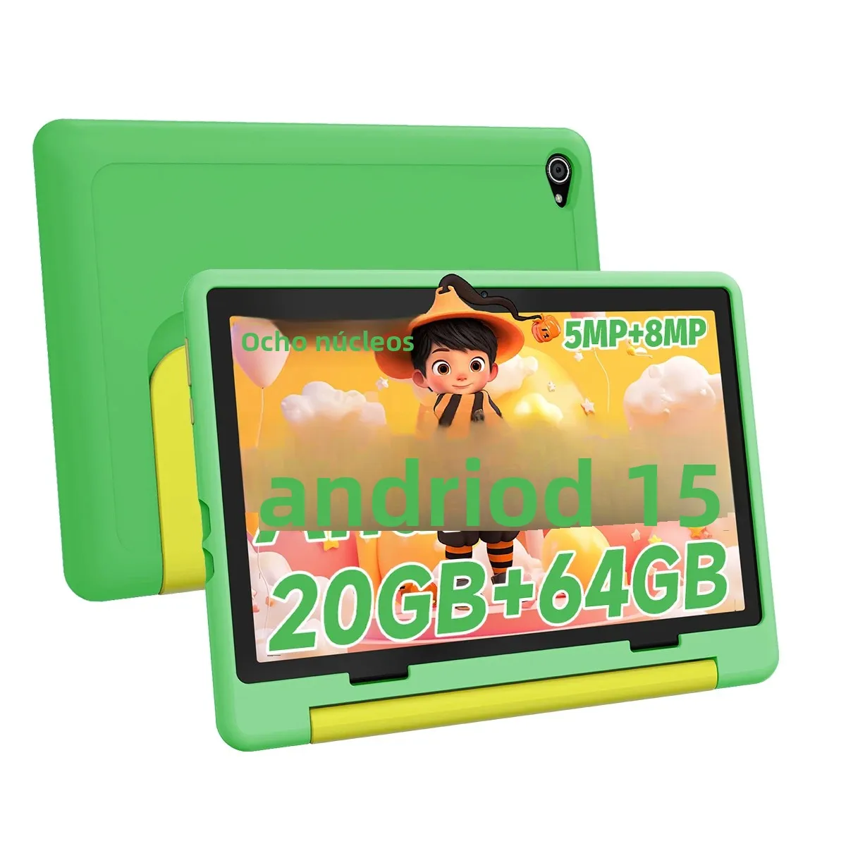 Tableta para niños de 10 pulgadas, Android15, 20GB de RAM, 64GB de ROM, 128GB, ampliable, 5000mAh, WiFi de 8 núcleos, Bluetooth, regalo para niños, Software KIDOZ para niños