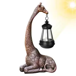 Schattige Giraf Solar Light Tuin Standbeeld Dier Beeldje Lantaarn Giraffe Sculptuur Dierlijk Hars Standbeeld Achtertuin Kunst Ambachtelijke Ornament