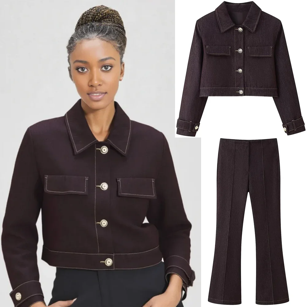 

Шикарные длинные брюки, костюм из двух предметов, женский уличный пиджак на молнии с лацканами и длинными рукавами + прямые свободные брюки, женский костюм из двух предметов