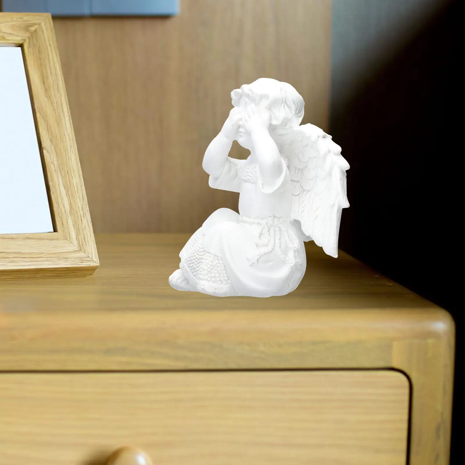 3Pcs Adorable Gypsum Angel Statue Desktop Ornament for Home Decor Office Desk Decoration Photography Prop Lightweight Compact