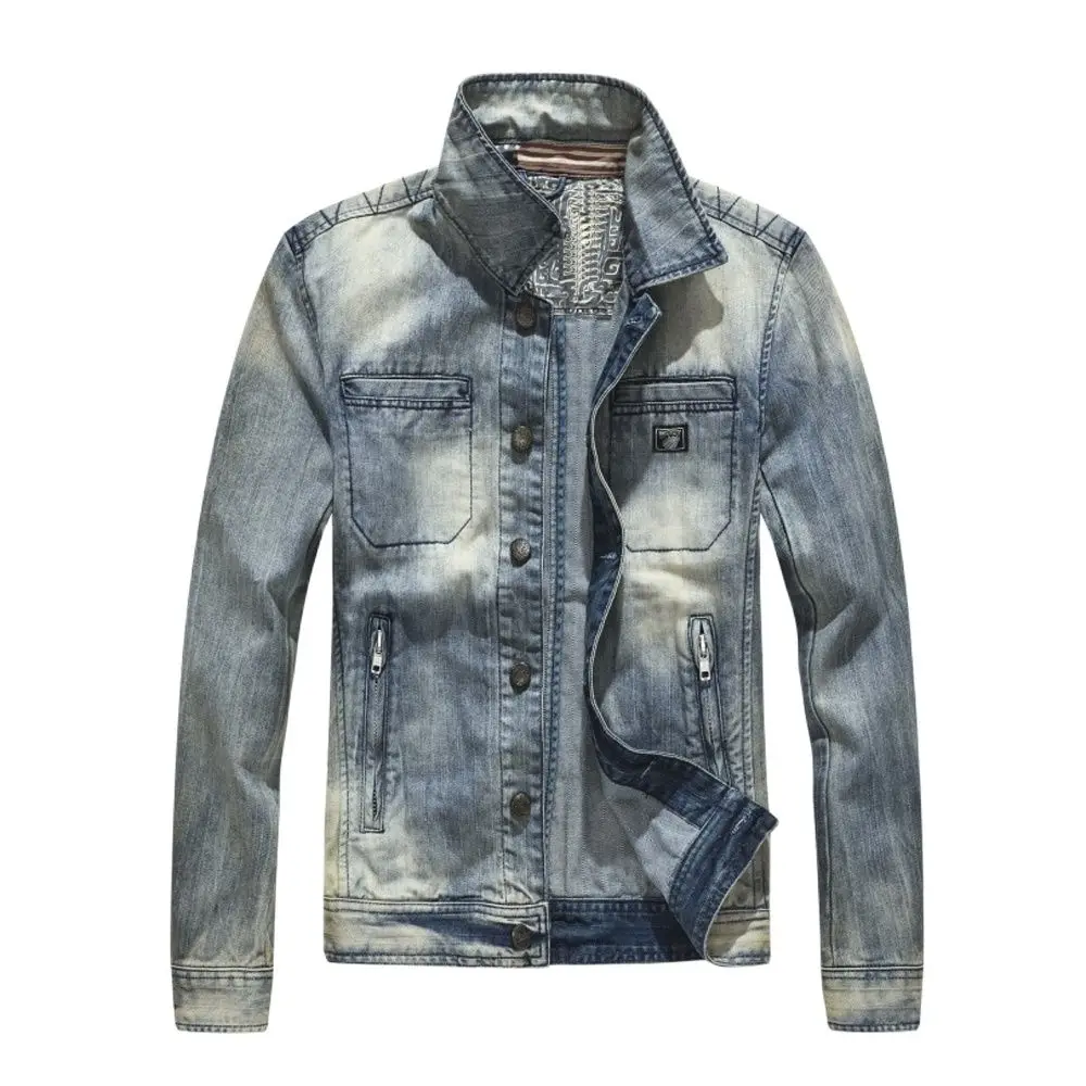 Ladiguard Plus Size 5xl Mens Denim Jackets Casual Jean Outerwear Fashion Moto & Biker Denim Jacket Slim Coats Male Streetwear