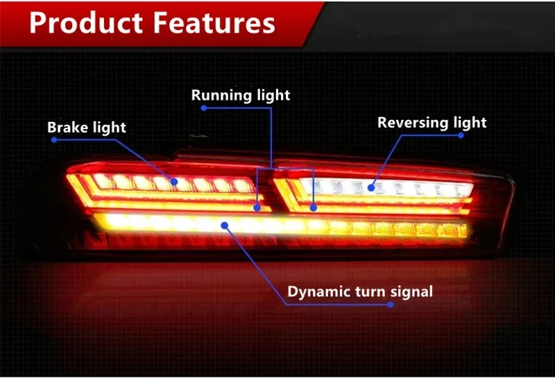 AIROW For CHEVROLET Camaro LED Rear Light Tail Lamp Running Turning Light 2016-2018