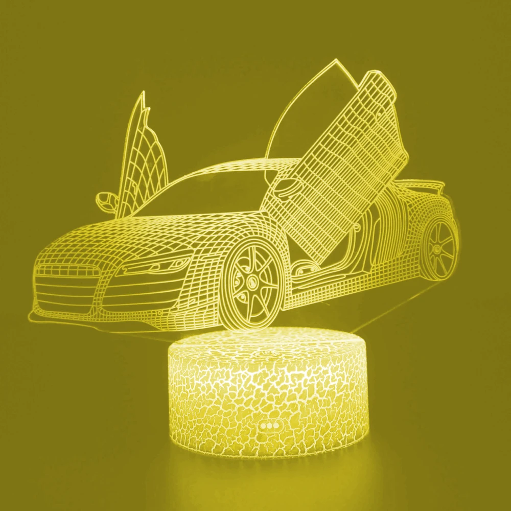 Nighdn 3D Race Car Night Light LED Illusion Bedside Table Lamp Sleep Lights Birthday Gift Kids Boys Girls Room Decor 7 Colors