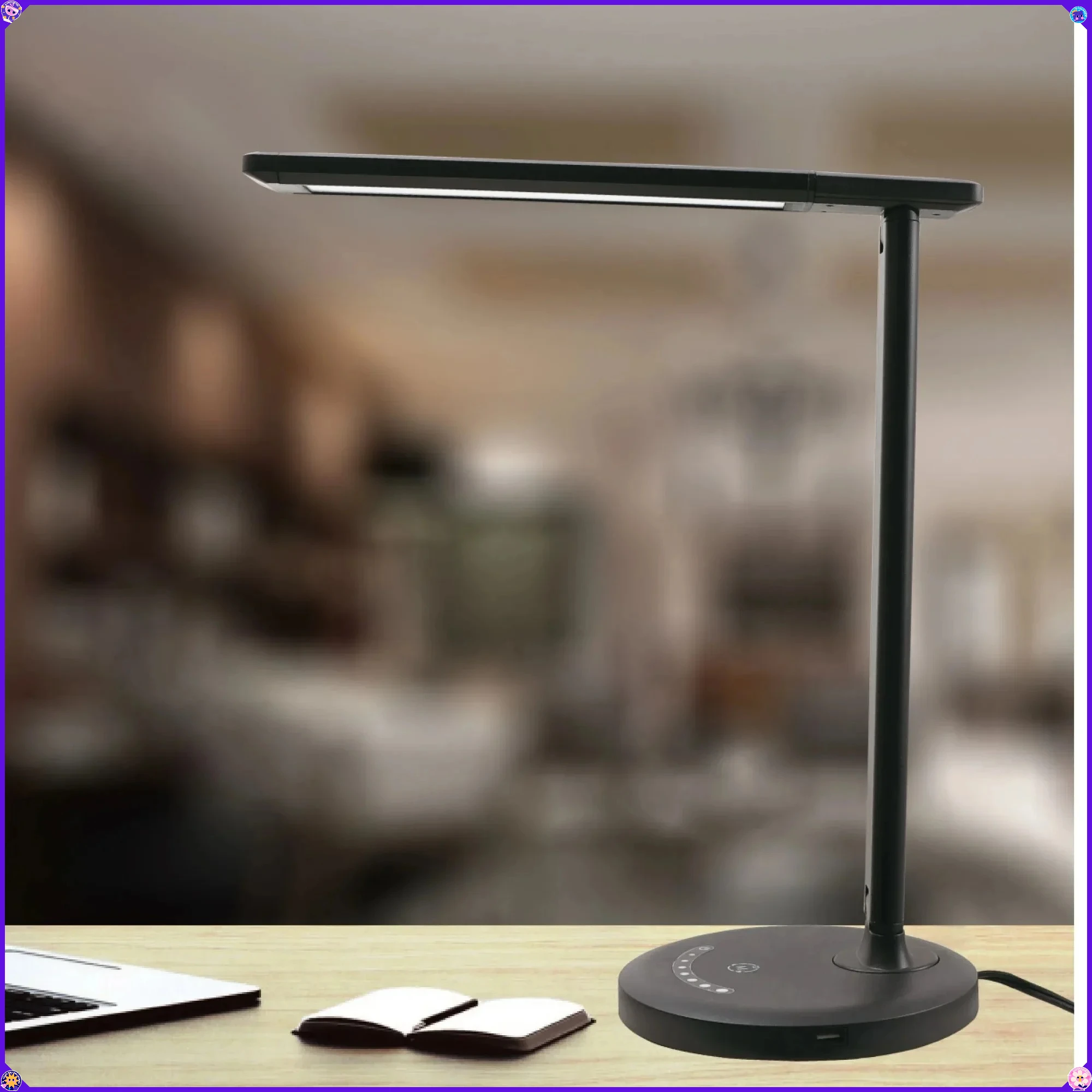 

Современная светодиодная настольная лампа с регулируемой яркостью и USB-портом для зарядки, матовый черный цвет для офисного исследования и домашнего чтения