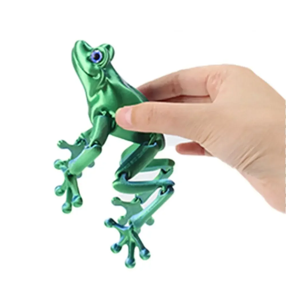 Modèle de jouets imprimé en 3D grenouille, décoration de salle mobile multi-articulée, accessoires de bricolage, multi-articulation mobile avec yeux scintillants
