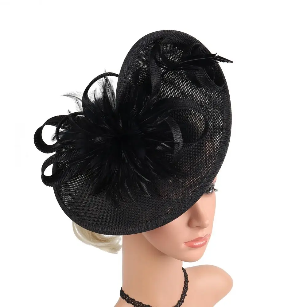 Exquisiter Feder-Fascinator-Hut für Partys, Eleganter Französischer Vintage-Kentucky-Hut mit Schleife, Retro-Teeparty-Hut, Hochzeits-Hut – Detail 3