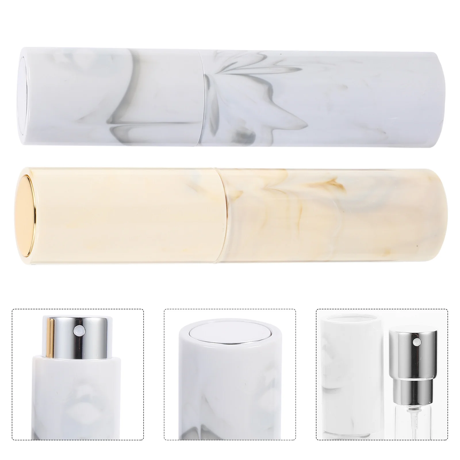 2 Pcs Rotating Perfume Tube Rechargeable Atomizer Bottles Liquid Pump Mini Women Empty Makeup Spray Glass Refillable Dispenser