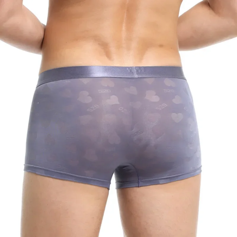 Boxers sexy en forme d'amour pour hommes, sous-vêtements respirants en jacquard, double couche, rayonne fine, U convexe, commerce extérieur