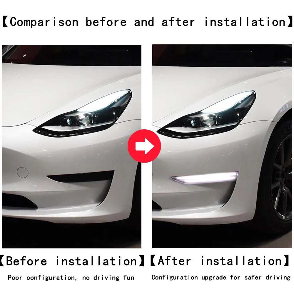 2 PCS Led Streamer Fog Lamp Assembly For Tesla Model 3 Y 2017-2021 Front Bumper Light Daytime Running Light Car Accessories