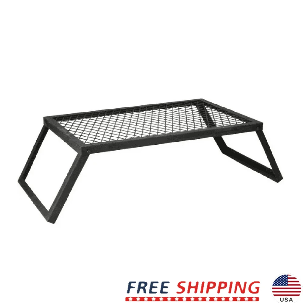 

Сверхмощный гриль для костра из углеродистой стали со складными ножками 24 x 16, поверхность для приготовления пищи, устойчивая к ржавчине, прочная конструкция, портативная