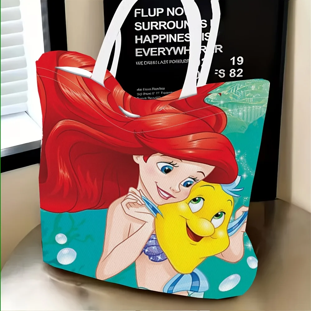 1 bolsa de compras reutilizable con diseño de la Sirenita Ariel y Flounder, un regalo mágico para los fanáticos de Disney.