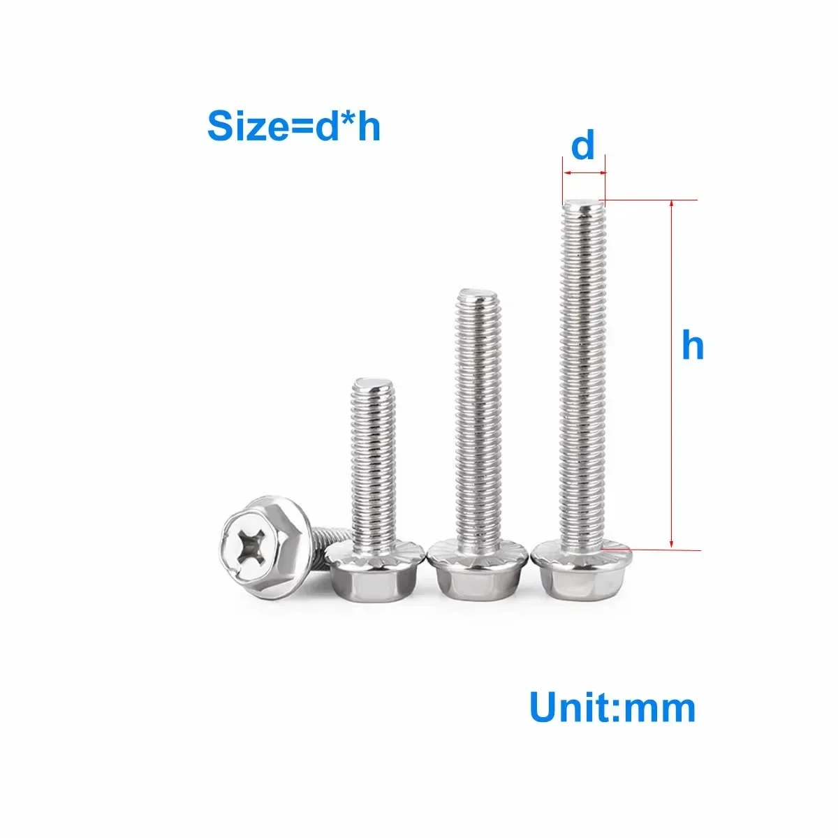 

304 Stainless Steel Cross Flange Screw/External Hexagonal Bolt With Anti Slip Gasket And Serrated Screw