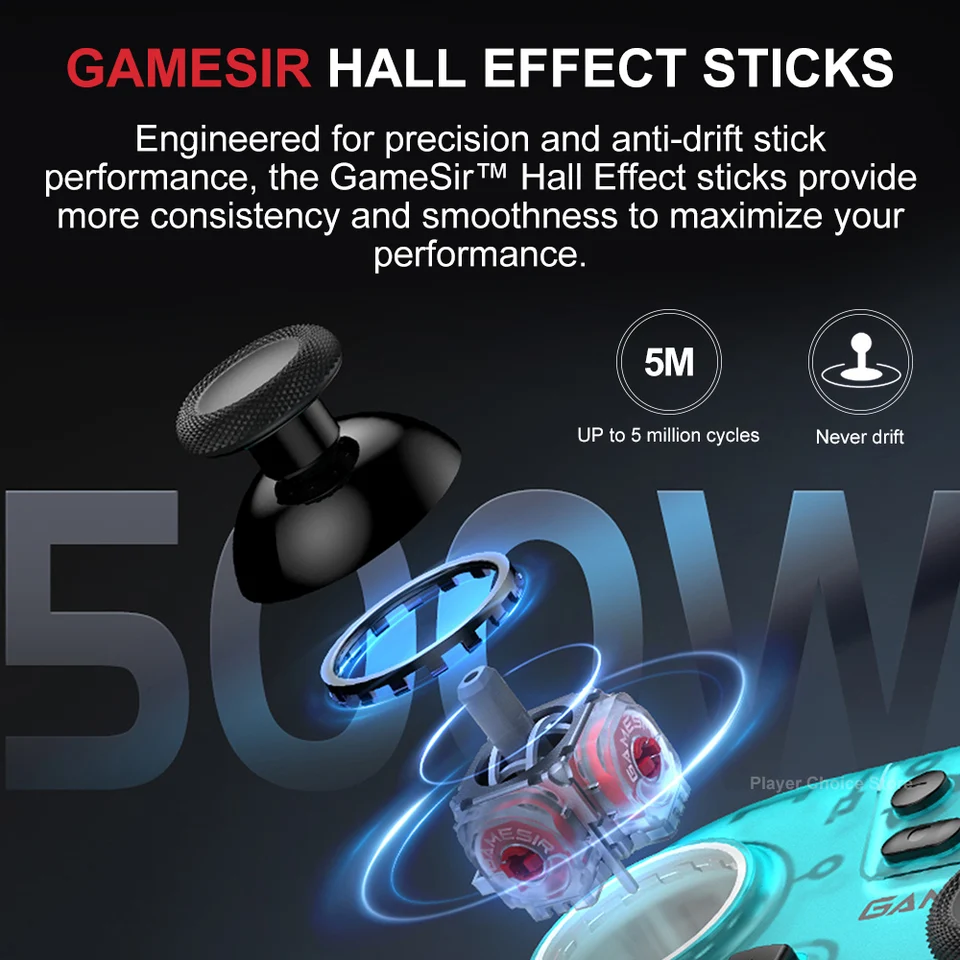GameSir Nova Gamepads para PC y Nintendo Switch 2 Control con Joysticks Hall Effect para Switch OLED Lite Windows iOS Android Control 4