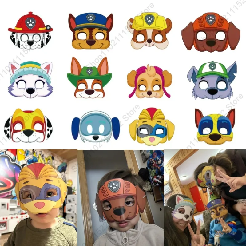 

12Pcs Paw Patrol Birthday Party Masks Toy Puppy Patrol Kids Costume Masks Patrulla Canina Figure Mask Kids Cosplay Party