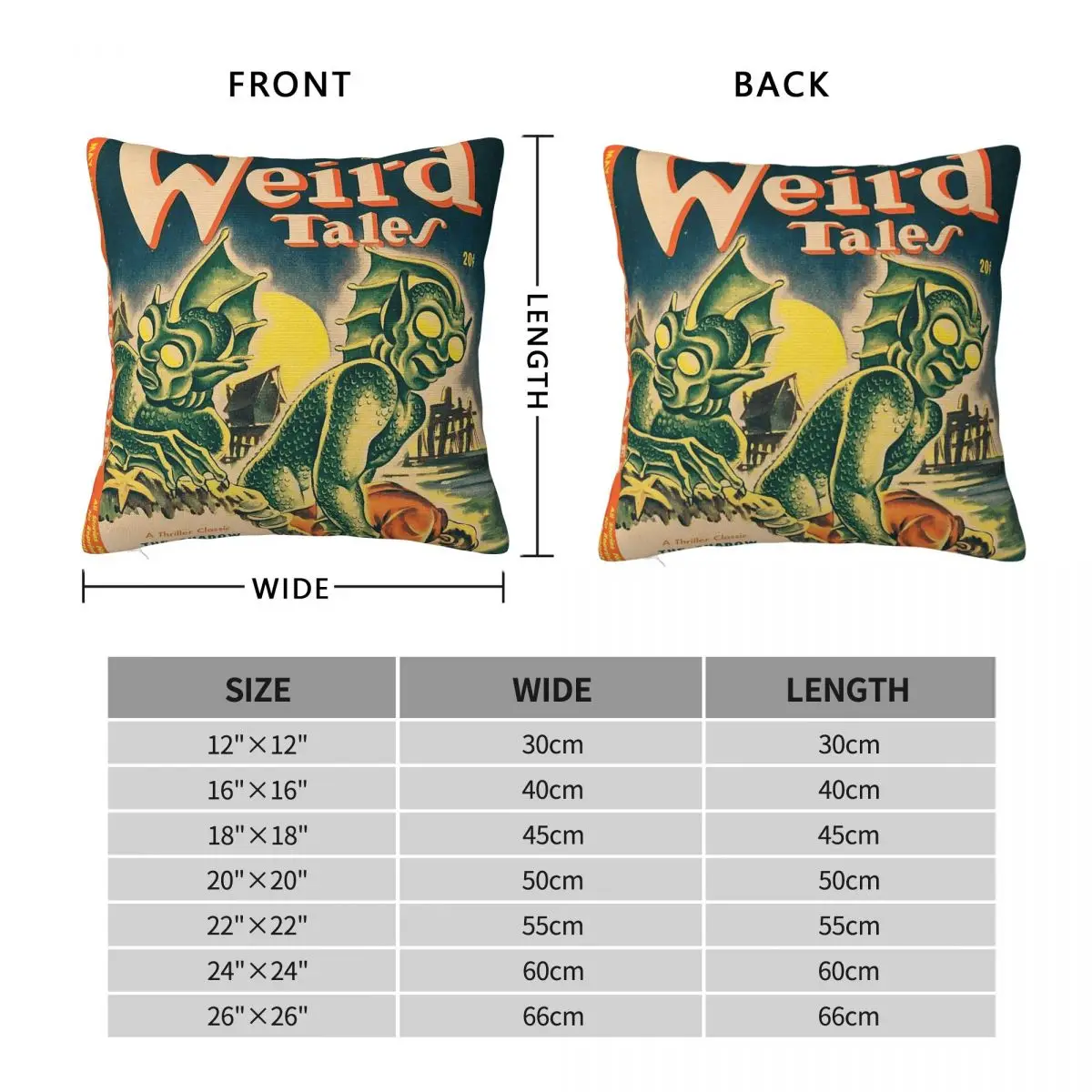 Weird Tales H. P. Lovecraft Square Pillowcase Polyester Linen Velvet Pattern Zip Decorative Home Cushion Cover